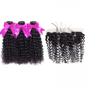 Wigfever Water Wave Human Hair 3Bundles With 13x4 Lace Frontal 100% Human Hair Extensions