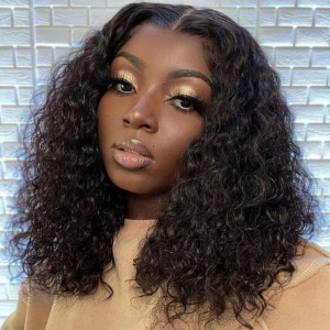 Wigfever Deep Wave Shortcut Bob Hair Real Human hair 13*4 Lace Front Wigs For Black Women