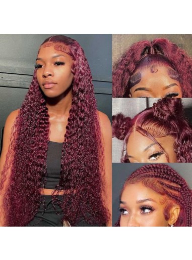 Wigfever 99J Burgundy Water Wave 180% Density Glueless Lace Closure Wig