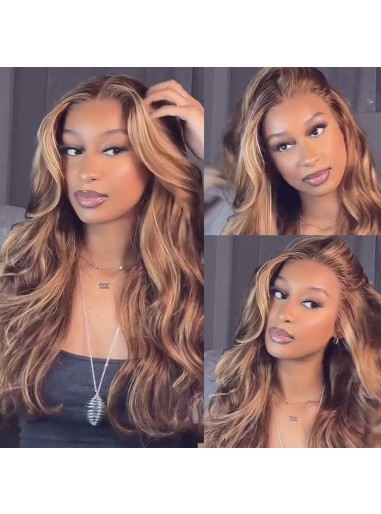 Wigfever Highlight Body Wave Wear Go Glueless Pre-Cut And Pre-Plucked 7*4 Lace Closure Wig