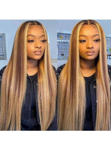 Wigfever Highlight Silky Straight Wear Go Pre-Plucked And Pre Cut Glueless 7*4 Lace Closure Wig