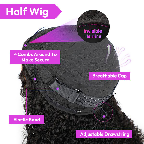 human hair half wig