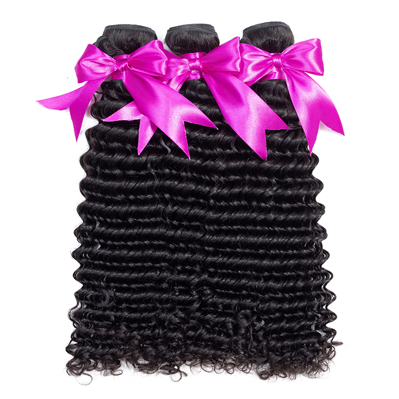 Wigfever Deep Wave Human Hair Bundles 3Pcs Weft Brazilian Hair Weave