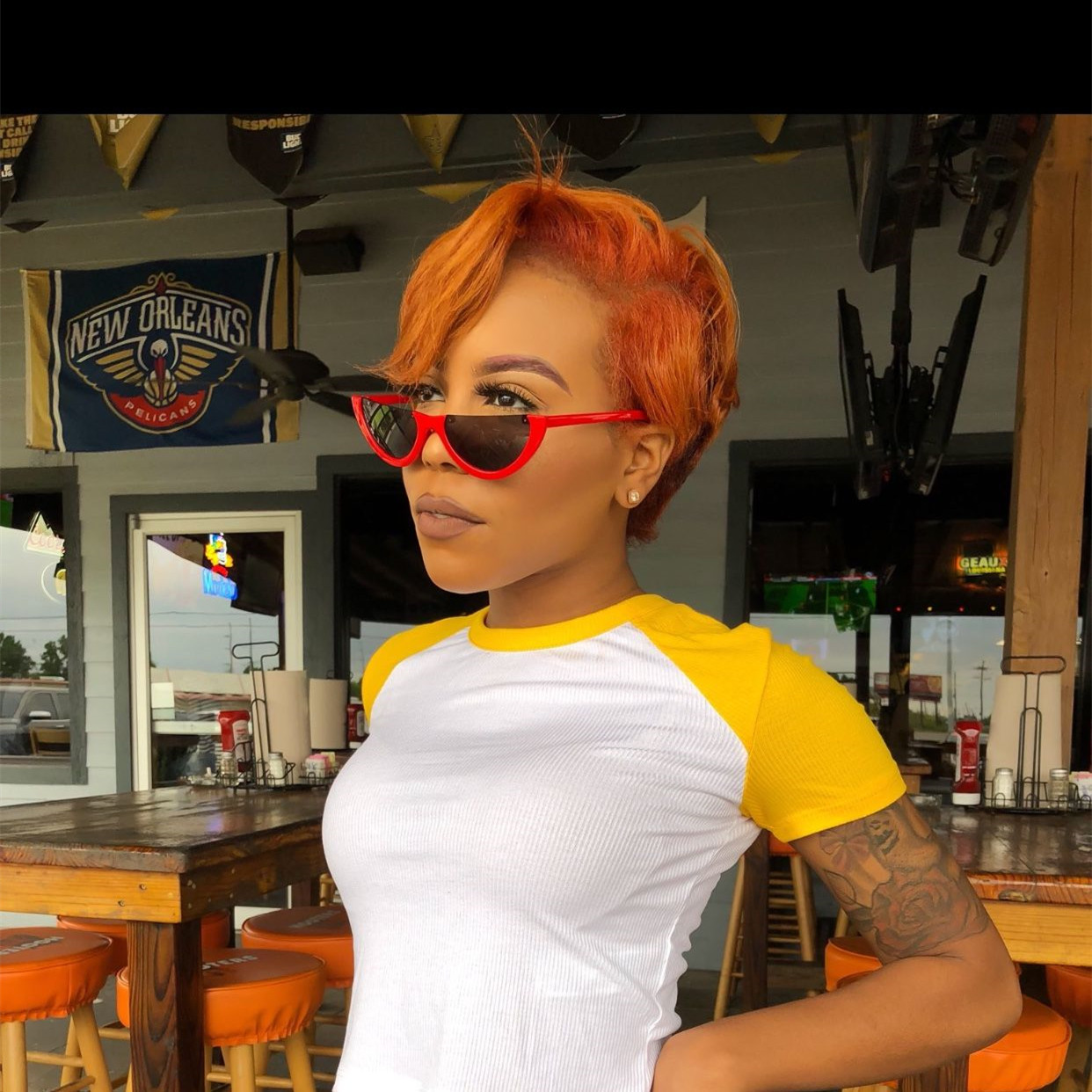 Side Part Bob Orange Pixie Shortcut 13x4 Lace Front Human Hair Wigs
