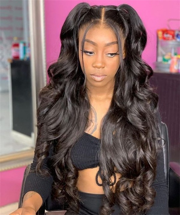 half up half down pigtails body wave hairstyle