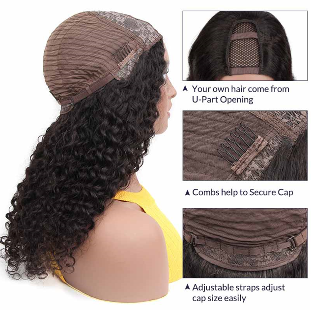 Wigfever deep wave u-part human hair half wigs