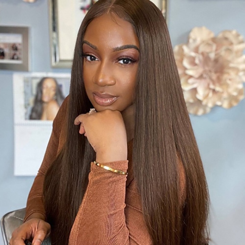 dark brown straight fall wig