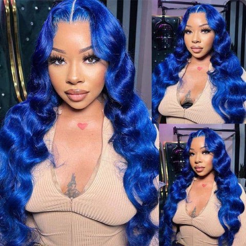 wigfever blue straight lace front human hair wigs