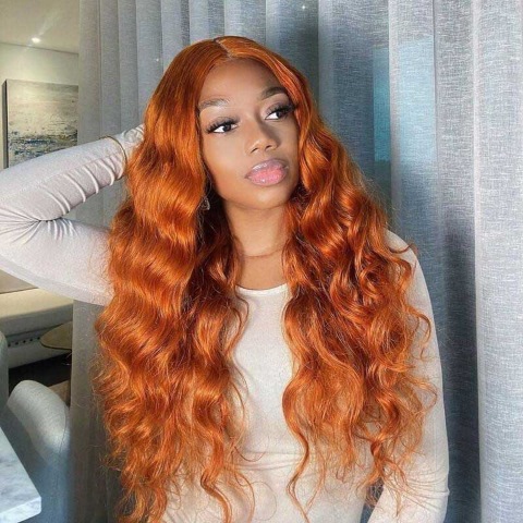 wigfever ginger orange body wave human hair lace front human hair wigs