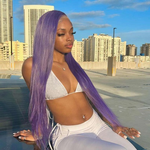 wigfever lavender purple straight lace front human hair wigs